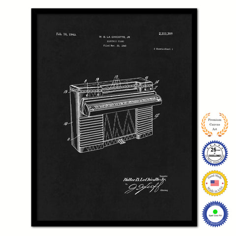 1940 Electric Piano Old Patent Art Print on Canvas Custom Framed Vintage Home Decor Wall Decoration Great for Gifts