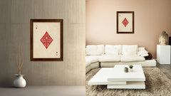 Ace Diamond Poker Decks of Vintage Cards Print on Canvas Brown Custom Framed