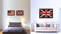 United Kingdom Country Flag Texture Canvas Print with Brown Custom Picture Frame Home Decor Gift Ideas Wall Art Decoration