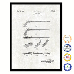 1935 Hockey Stick Old Patent Art Print on Canvas Custom Framed Vintage Home Decor Wall Decoration Great for Gifts