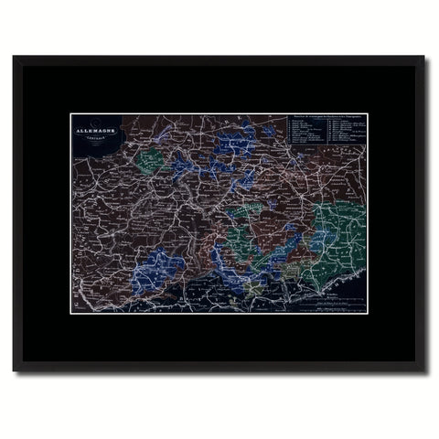 Central Germany Vintage Vivid Color Map Canvas Print, Picture Frame Home Decor Wall Art Office Decoration Gift Ideas