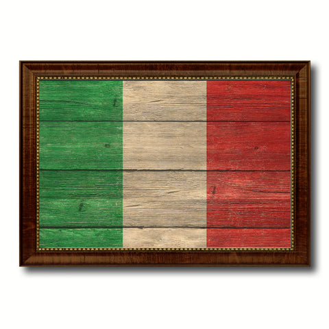 Italy Country Flag Texture Canvas Print with Brown Custom Picture Frame Home Decor Gift Ideas Wall Art Decoration