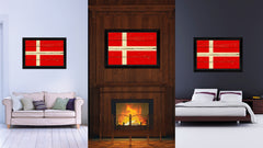 Denmark Country Flag Vintage Canvas Print with Black Picture Frame Home Decor Gifts Wall Art Decoration Artwork