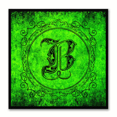 Alphabet B Green Canvas Print Black Frame Kids Bedroom Wall Décor Home Art