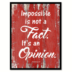 Impossible is not a fact It's an opinion - Muhammad Ali Motivational Quote Saying Canvas Print with Picture Frame Home Decor Wall Art, Red