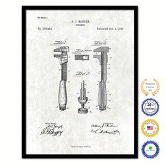 1887 Wrench Old Patent Art Print on Canvas Custom Framed Vintage Home Decor Wall Decoration Great for Gifts