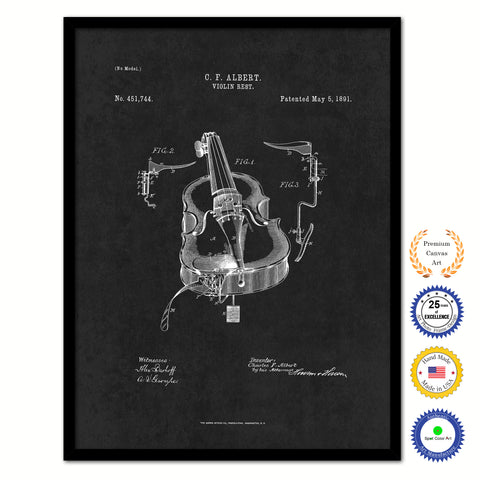 1891 Violin Rest Old Patent Art Print on Canvas Custom Framed Vintage Home Decor Wall Decoration Great for Gifts