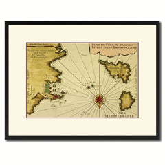 Sicily West Aegadian Islands Vintage Antique Map Wall Art Home Decor Gift Ideas Canvas Print Custom Picture Frame