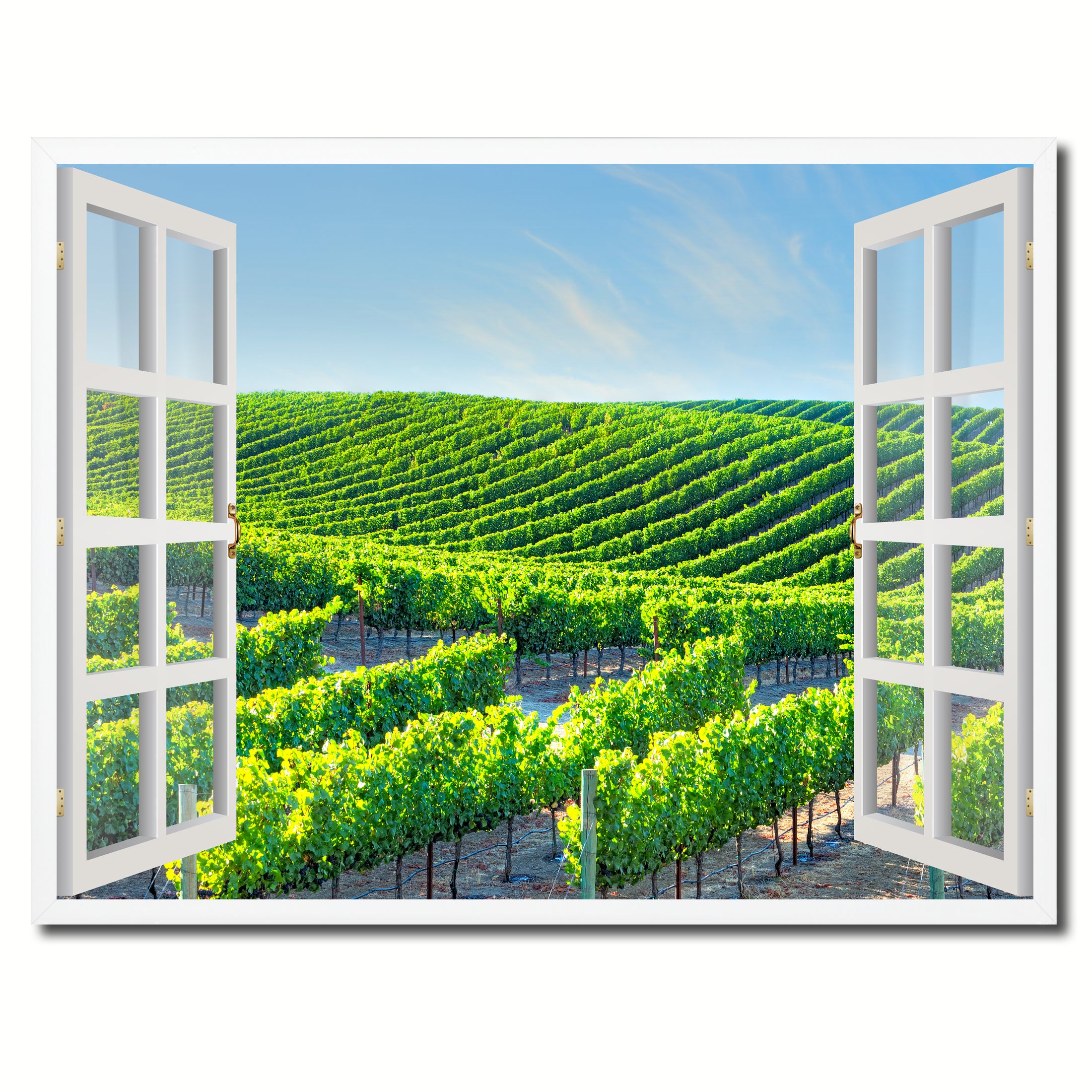 Wine Vineyards Napa Valley California Picture French Window Framed Canvas Print Home Decor Wall Art Collection