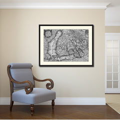 Finland Centuries Vintage B&W Map Canvas Print, Picture Frame Home Decor Wall Art Gift Ideas
