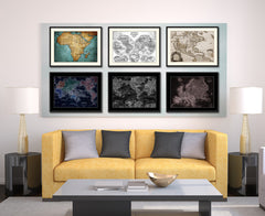 Europe Vintage Vivid Sepia Map Canvas Print, Picture Frames Home Decor Wall Art Decoration Gifts