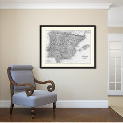 Switzerland Vintage B&W Map Canvas Print, Picture Frame Home Decor Wall Art Gift Ideas