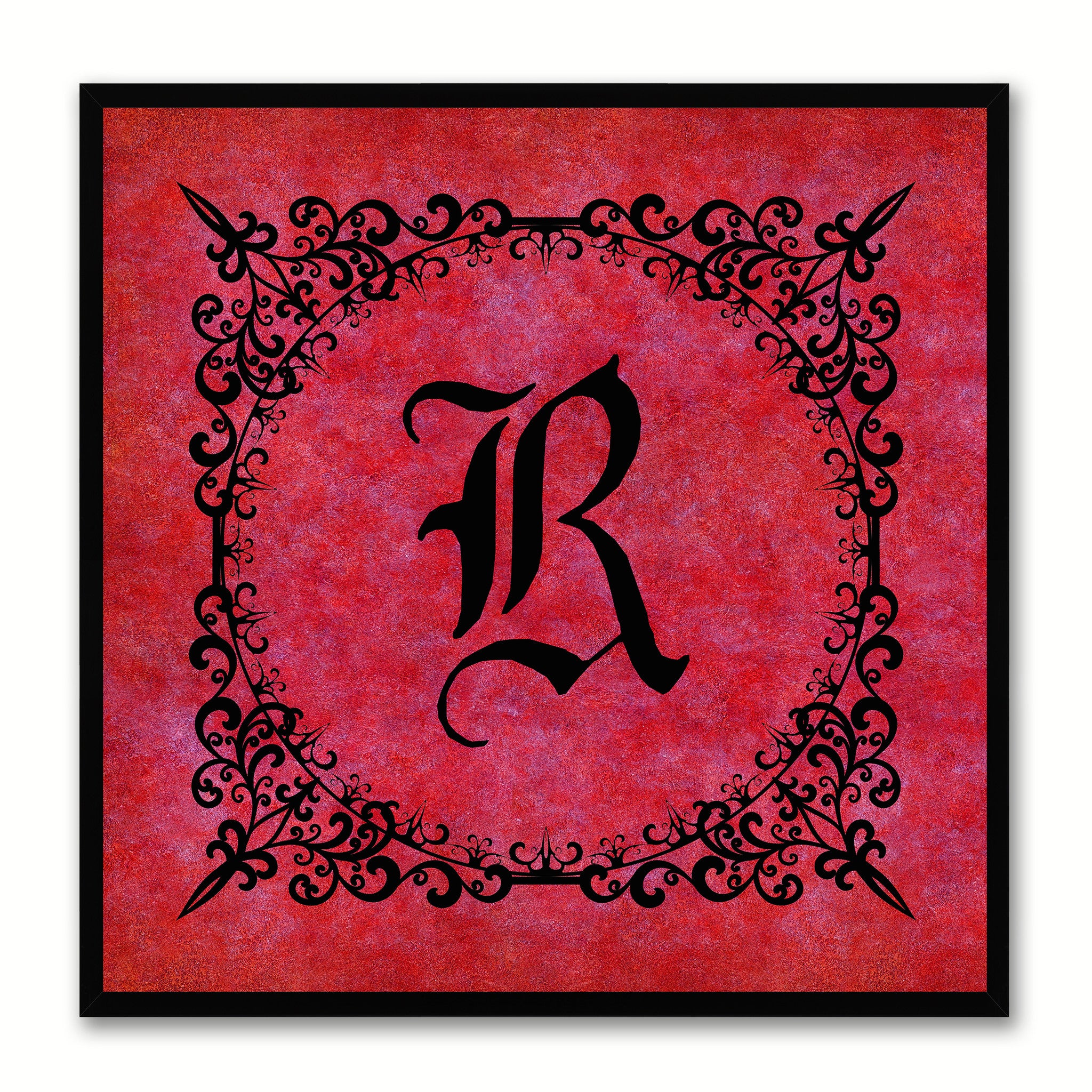 Alphabet R Red Canvas Print Black Frame Kids Bedroom Wall Décor Home Art