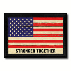 Stronger Together Vintage America USA Flag Canvas Print Black Picture Frame Home Decor Wall Art Gift Ideas