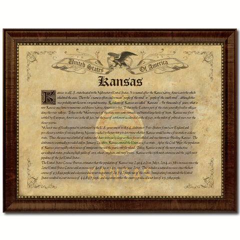 Kansas Vintage History Flag Canvas Print, Picture Frame Gift Ideas Home Décor Wall Art Decoration