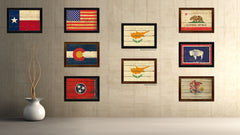 Cyprus Country Flag Vintage Canvas Print with Brown Picture Frame Home Decor Gifts Wall Art Decoration Artwork