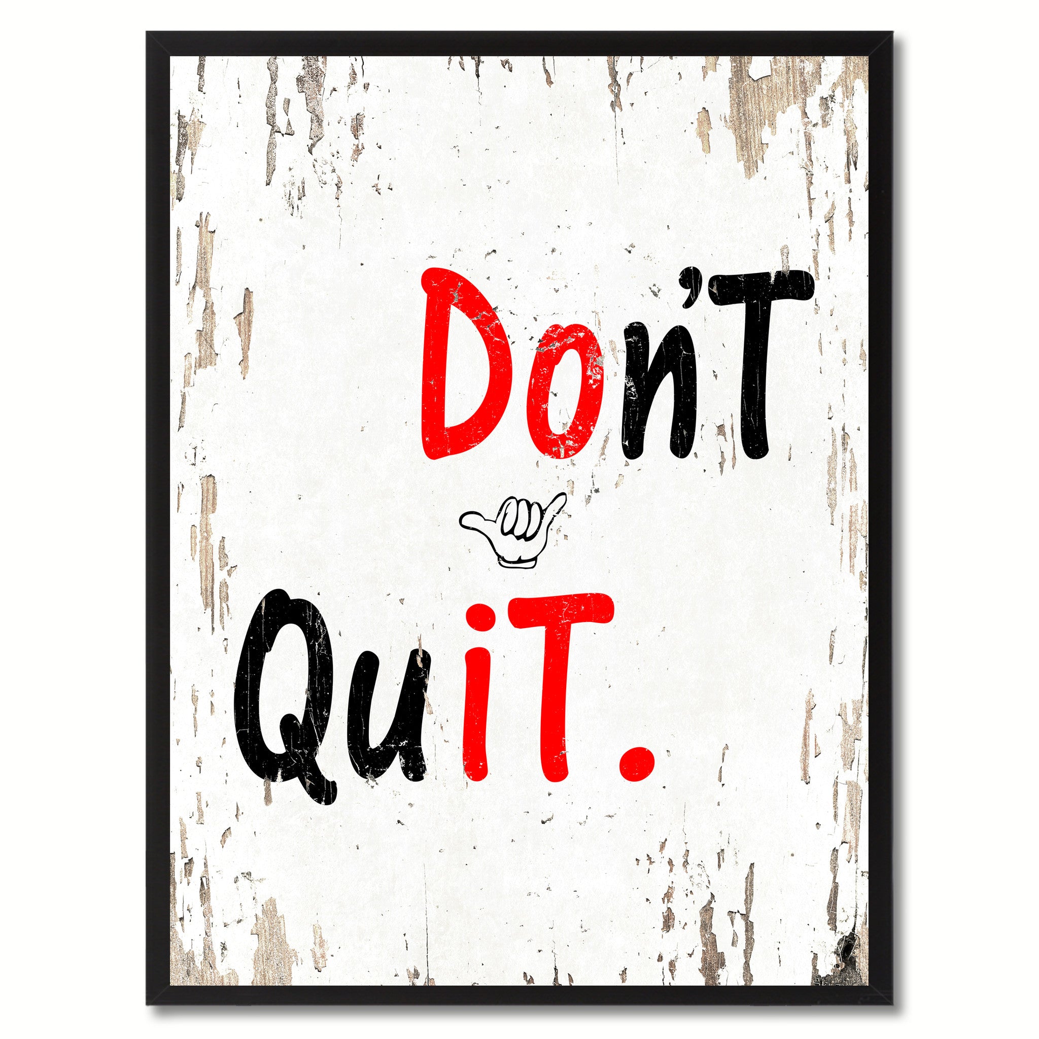 Don't Quit Motivation Quote Saying Gifts Home Decor Wall Art Canvas Print with Custom Picture Frame