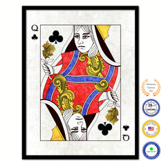 Queen Clover Poker Decks of Vintage Cards Print on Canvas Black Custom Framed