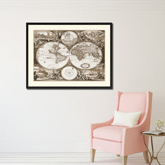 Frederick Ee Wit   Vintage Sepia Map Canvas Print, Picture Frame Gifts Home Decor Wall Art Decoration