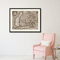 Finland Centuries Vintage Sepia Map Canvas Print, Picture Frame Gifts Home Decor Wall Art Decoration