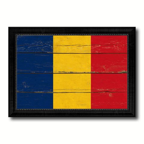Romania Country Flag Vintage Canvas Print with Black Picture Frame Home Decor Gifts Wall Art Decoration Artwork