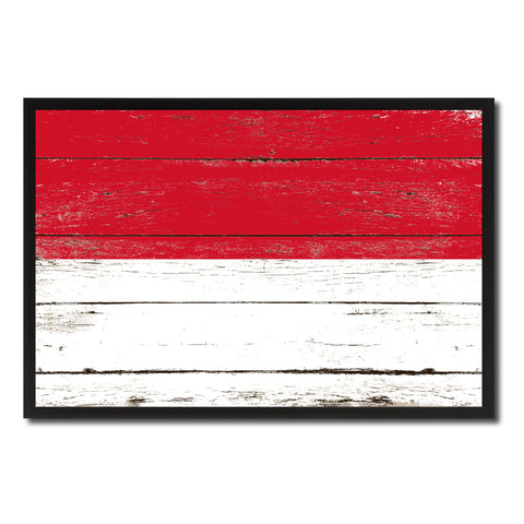 Monaco Country National Flag Vintage Canvas Print with Picture Frame Home Decor Wall Art Collection Gift Ideas