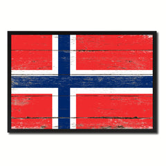 Norway Country National Flag Vintage Canvas Print with Picture Frame Home Decor Wall Art Collection Gift Ideas