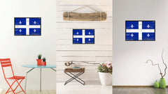 Quebec City Canada Flag Vintage Canvas Print with Black Picture Frame Home Decor Wall Art Collectible Decoration Artwork Gifts