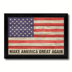 Make America Great Again USA Flag Texture Canvas Print with Black Picture Frame Gift Ideas Home Decor Wall Art