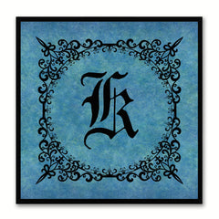 Alphabet K Blue Canvas Print Black Frame Kids Bedroom Wall Décor Home Art