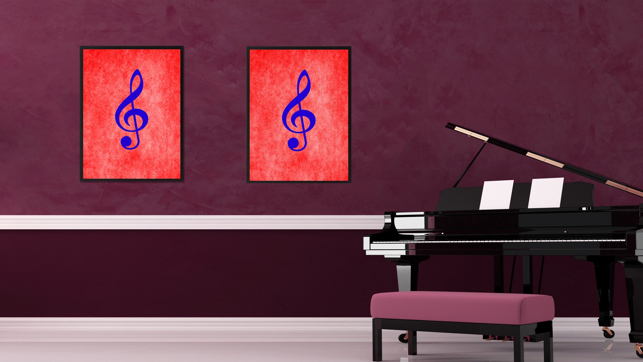Treble Music Red Canvas Print Pictures Frames Office Home Décor Wall Art Gifts
