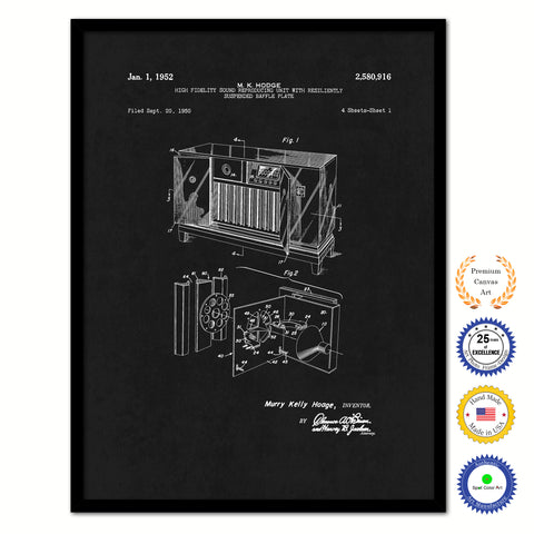 1952 High fidelity sound reproducing unit with resiliently suspended baffle plate Old Patent Art Print on Canvas Custom Framed Vintage Home Decor Wall Decoration Great for Gifts