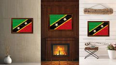 Saint Kitts and Nevis Country Flag Vintage Canvas Print with Brown Picture Frame Home Decor Gifts Wall Art Decoration Artwork