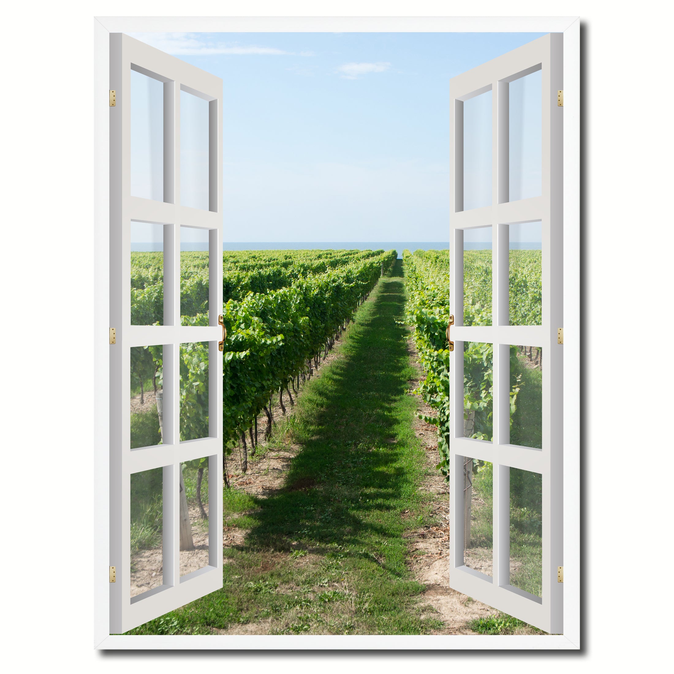 Wine Vineyard Ontario Canada Picture French Window Canvas Print with Frame Gifts Home Decor Wall Art Collection