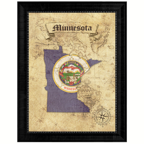 Minnesota Vintage Flag Canvas Print, Picture Frame Gift Ideas Home Décor Wall Art Decoration