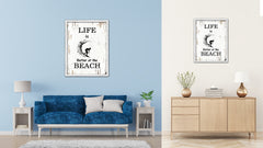 Life Is Better At The Beach Vintage Saying Gifts Home Decor Wall Art Canvas Print with Custom Picture Frame