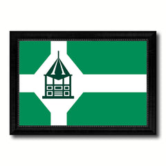 Milford City Connecticut State Flag Canvas Print Black Picture Frame