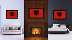 Albania Country Flag Vintage Canvas Print with Black Picture Frame Home Decor Gifts Wall Art Decoration Artwork