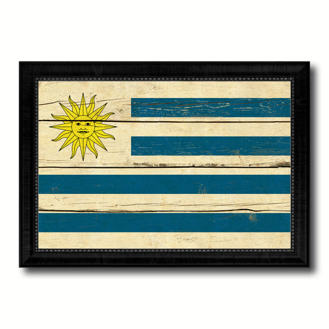 Uruguay Country Flag Vintage Canvas Print with Black Picture Frame Home Decor Gifts Wall Art Decoration Artwork