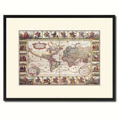 Geographic Vintage Antique Map Wall Art Home Decor Gift Ideas Canvas Print Custom Picture Frame
