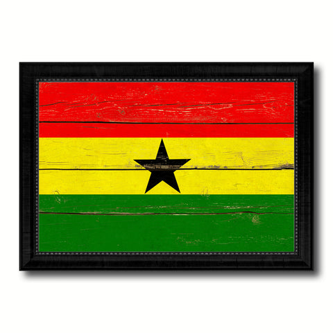 Ghana Country Flag Vintage Canvas Print with Black Picture Frame Home Decor Gifts Wall Art Decoration Artwork