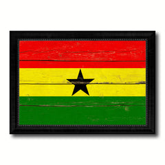 Ghana Country Flag Vintage Canvas Print with Black Picture Frame Home Decor Gifts Wall Art Decoration Artwork