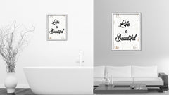 Life Is Beautiful Vintage Saying Gifts Home Decor Wall Art Canvas Print with Custom Picture Frame