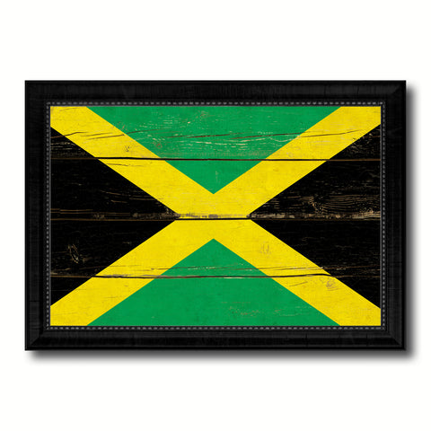 Jamaica Country Flag Vintage Canvas Print with Black Picture Frame Home Decor Gifts Wall Art Decoration Artwork