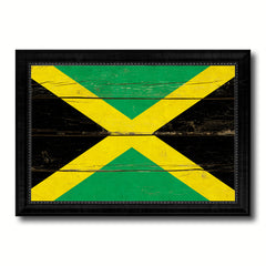 Jamaica Country Flag Vintage Canvas Print with Black Picture Frame Home Decor Gifts Wall Art Decoration Artwork