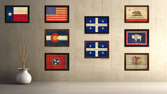 Quebec City Canada Vintage Flag Canvas Print Brown Picture Frame