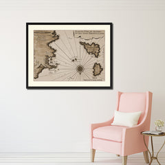 Sicily West Aegadian Islands Vintage Sepia Map Canvas Print, Picture Frame Gifts Home Decor Wall Art Decoration