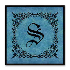 Alphabet S Blue Canvas Print Black Frame Kids Bedroom Wall Décor Home Art