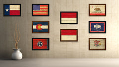 Indonesia Country Flag Vintage Canvas Print with Brown Picture Frame Home Decor Gifts Wall Art Decoration Artwork