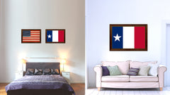 Texas Dodson Historical Flag Canvas Print with Brown Picture Frame Home Decor Wall Art Gift Ideas